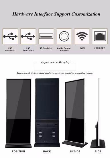 OLED 55 Inch Stand Monitor Kiosk Network Video Player Terminal Touch Screen Advertising Display Interactive LCD Digital Signage Transparent Laptop Screen
